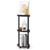 Furinno TURN-N-TUBE Corner Shelf, 3-Tier Corner Bookshelf, Display Storage Shelves with Open Shelves, for Organization and Storage, Living Room, Home Office, Garage, Amber Pine(Espresso/Black)