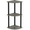 Furinno TURN-N-TUBE Corner Shelf, 3-Tier Corner Bookshelf, Display Storage Shelves with Open Shelves, for Organization and Storage, Living Room, Home Office, Garage, Amber Pine(French Oak Grey/Black)