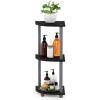 Furinno TURN-N-TUBE Corner Shelf, 3-Tier Corner Bookshelf, Display Storage Shelves with Open Shelves, for Organization and Storage, Living Room, Home Office, Garage, Amber Pine(Black/Grey)