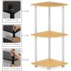 Furinno TURN-N-TUBE Corner Shelf, 3-Tier Corner Bookshelf, Display Storage Shelves with Open Shelves, for Organization and Storage, Living Room, Home Office, Garage, Amber Pine(Beech/White)