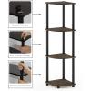 Furinno TURN-N-TUBE Corner Shelf, 3-Tier Corner Bookshelf, Display Storage Shelves with Open Shelves, for Organization and Storage, Living Room, Home Office, Garage, Amber Pine(Columbia Walnut/Black)