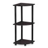 Furinno TURN-N-TUBE Corner Shelf, 3-Tier Corner Bookshelf, Display Storage Shelves with Open Shelves, for Organization and Storage, Living Room, Home Office, Garage, Amber Pine(Dark Walnut)