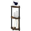 Furinno TURN-N-TUBE Corner Shelf, 3-Tier Corner Bookshelf, Display Storage Shelves with Open Shelves, for Organization and Storage, Living Room, Home Office, Garage, Amber Pine(Amber Pine/Black)