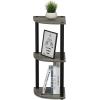 Furinno TURN-N-TUBE Corner Shelf, 3-Tier Corner Bookshelf, Display Storage Shelves with Open Shelves, for Organization and Storage, Living Room, Home Office, Garage, Amber Pine(French Oak Grey/Black)