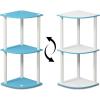 Furinno TURN-N-TUBE Corner Shelf, 3-Tier Corner Bookshelf, Display Storage Shelves with Open Shelves, for Organization and Storage, Living Room, Home Office, Garage, Amber Pine(Light Blue/White)