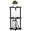 Furinno TURN-N-TUBE Corner Shelf, 3-Tier Corner Bookshelf, Display Storage Shelves with Open Shelves, for Organization and Storage, Living Room, Home Office, Garage, Amber Pine(Dark Walnut)