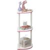 Furinno TURN-N-TUBE Corner Shelf, 3-Tier Corner Bookshelf, Display Storage Shelves with Open Shelves, for Organization and Storage, Living Room, Home Office, Garage, Amber Pine(Pink/White)