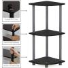 Furinno TURN-N-TUBE Corner Shelf, 3-Tier Corner Bookshelf, Display Storage Shelves with Open Shelves, for Organization and Storage, Living Room, Home Office, Garage, Amber Pine(Black/Grey)