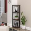 Furinno TURN-N-TUBE Corner Shelf, 3-Tier Corner Bookshelf, Display Storage Shelves with Open Shelves, for Organization and Storage, Living Room, Home Office, Garage, Amber Pine(Columbia Walnut/Black)