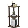 Furinno TURN-N-TUBE Corner Shelf, 3-Tier Corner Bookshelf, Display Storage Shelves with Open Shelves, for Organization and Storage, Living Room, Home Office, Garage, Amber Pine(Walnut/Brown)