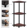 Furinno TURN-N-TUBE Corner Shelf, 3-Tier Corner Bookshelf, Display Storage Shelves with Open Shelves, for Organization and Storage, Living Room, Home Office, Garage, Amber Pine(Dark Cherry/Black)