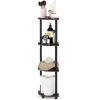Furinno TURN-N-TUBE Corner Shelf, 3-Tier Corner Bookshelf, Display Storage Shelves with Open Shelves, for Organization and Storage, Living Room, Home Office, Garage, Amber Pine(Dark Brown Grain/Black)