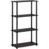 Furinno TURN-N-TUBE Corner Shelf, 5-Tier Corner Bookshelf, Open Storage Shelves, for Organization and Storage, Living Room, Home Office, Garage, Bedroom, Espresso(Dark Walnut)