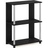 Furinno TURN-N-TUBE Corner Shelf, 5-Tier Corner Bookshelf, Open Storage Shelves, for Organization and Storage, Living Room, Home Office, Garage, Bedroom, Espresso(Americano/Stainless Steel)