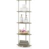 Furinno TURN-N-TUBE Corner Shelf, 5-Tier Corner Bookshelf, Open Storage Shelves, for Organization and Storage, Living Room, Home Office, Garage, Bedroom, Espresso(Sonoma Oak/White)