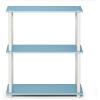 Furinno TURN-N-TUBE Corner Shelf, 5-Tier Corner Bookshelf, Open Storage Shelves, for Organization and Storage, Living Room, Home Office, Garage, Bedroom, Espresso(Light Blue/White)