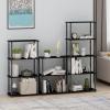 Furinno TURN-N-TUBE Corner Shelf, 5-Tier Corner Bookshelf, Open Storage Shelves, for Organization and Storage, Living Room, Home Office, Garage, Bedroom, Espresso(Black/Grey)