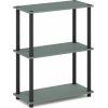 Furinno TURN-N-TUBE Corner Shelf, 5-Tier Corner Bookshelf, Open Storage Shelves, for Organization and Storage, Living Room, Home Office, Garage, Bedroom, Espresso(Sage Green/Black)