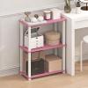 Furinno TURN-N-TUBE Corner Shelf, 5-Tier Corner Bookshelf, Open Storage Shelves, for Organization and Storage, Living Room, Home Office, Garage, Bedroom, Espresso(Pink/White)