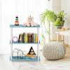 Furinno TURN-N-TUBE Corner Shelf, 5-Tier Corner Bookshelf, Open Storage Shelves, for Organization and Storage, Living Room, Home Office, Garage, Bedroom, Espresso(Light Blue/White)