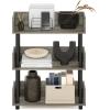 Furinno TURN-N-TUBE Corner Shelf, 5-Tier Corner Bookshelf, Open Storage Shelves, for Organization and Storage, Living Room, Home Office, Garage, Bedroom, Espresso(French Oak/Black)