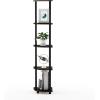 Furinno TURN-N-TUBE Corner Shelf, 5-Tier Corner Bookshelf, Open Storage Shelves, for Organization and Storage, Living Room, Home Office, Garage, Bedroom, Espresso(Dark Brown Grain/Black)