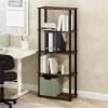 Furinno TURN-N-TUBE Corner Shelf, 5-Tier Corner Bookshelf, Open Storage Shelves, for Organization and Storage, Living Room, Home Office, Garage, Bedroom, Espresso(Black Walnut/Brown)