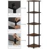 Furinno TURN-N-TUBE Corner Shelf, 5-Tier Corner Bookshelf, Open Storage Shelves, for Organization and Storage, Living Room, Home Office, Garage, Bedroom, Espresso(Walnut/Brown)