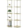 Furinno TURN-N-TUBE Corner Shelf, 5-Tier Corner Bookshelf, Open Storage Shelves, for Organization and Storage, Living Room, Home Office, Garage, Bedroom, Espresso(Cream Faux Marble/White)