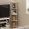Furinno TURN-N-TUBE Corner Shelf, 5-Tier Corner Bookshelf, Open Storage Shelves, for Organization and Storage, Living Room, Home Office, Garage, Bedroom, Espresso(White/White)