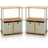Furinno TURN-N-TUBE Corner Shelf, 5-Tier Corner Bookshelf, Open Storage Shelves, for Organization and Storage, Living Room, Home Office, Garage, Bedroom, Espresso(Beech/White/Ivory)