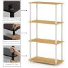 Furinno TURN-N-TUBE Corner Shelf, 5-Tier Corner Bookshelf, Open Storage Shelves, for Organization and Storage, Living Room, Home Office, Garage, Bedroom, Espresso(Blonde Maple/White)
