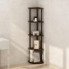 Furinno TURN-N-TUBE Corner Shelf, 5-Tier Corner Bookshelf, Open Storage Shelves, for Organization and Storage, Living Room, Home Office, Garage, Bedroom, Espresso(Columbia Walnut/Black)