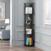 Furinno TURN-N-TUBE Corner Shelf, 5-Tier Corner Bookshelf, Open Storage Shelves, for Organization and Storage, Living Room, Home Office, Garage, Bedroom, Espresso(Dark Brown Grain/Black)