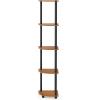 Furinno TURN-N-TUBE Corner Shelf, 5-Tier Corner Bookshelf, Open Storage Shelves, for Organization and Storage, Living Room, Home Office, Garage, Bedroom, Espresso(Light Cherry/Black)