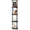 Furinno TURN-N-TUBE Corner Shelf, 5-Tier Corner Bookshelf, Open Storage Shelves, for Organization and Storage, Living Room, Home Office, Garage, Bedroom, Espresso(Espresso/Black)