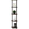 Furinno TURN-N-TUBE Corner Shelf, 5-Tier Corner Bookshelf, Open Storage Shelves, for Organization and Storage, Living Room, Home Office, Garage, Bedroom, Espresso(Walnut/Brown)