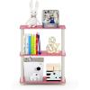 Furinno TURN-N-TUBE Corner Shelf, 5-Tier Corner Bookshelf, Open Storage Shelves, for Organization and Storage, Living Room, Home Office, Garage, Bedroom, Espresso(Pink/White)