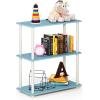 Furinno TURN-N-TUBE Corner Shelf, 5-Tier Corner Bookshelf, Open Storage Shelves, for Organization and Storage, Living Room, Home Office, Garage, Bedroom, Espresso(Light Blue/White)