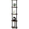 Furinno TURN-N-TUBE Corner Shelf, 5-Tier Corner Bookshelf, Open Storage Shelves, for Organization and Storage, Living Room, Home Office, Garage, Bedroom, Espresso(Columbia Walnut/Black)