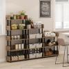 Furinno TURN-N-TUBE Corner Shelf, 5-Tier Corner Bookshelf, Open Storage Shelves, for Organization and Storage, Living Room, Home Office, Garage, Bedroom, Espresso(Flagstaff Oak/Black)
