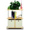 Furinno TURN-N-TUBE Corner Shelf, 5-Tier Corner Bookshelf, Open Storage Shelves, for Organization and Storage, Living Room, Home Office, Garage, Bedroom, Espresso(Beech/White/Ivory)