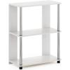 Furinno TURN-N-TUBE Corner Shelf, 5-Tier Corner Bookshelf, Open Storage Shelves, for Organization and Storage, Living Room, Home Office, Garage, Bedroom, Espresso(White Oak/Stainless Steel)