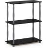 Furinno TURN-N-TUBE Corner Shelf, 5-Tier Corner Bookshelf, Open Storage Shelves, for Organization and Storage, Living Room, Home Office, Garage, Bedroom, Espresso(Black/Grey)