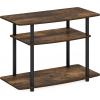 Furinno Turn-N-Tube No Tools 3-Tier Entertainment Center TV Stand for TV up to 32 Inch, Plastic Round Tubes, Espresso/black(Amber Pine/Black)