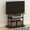 Furinno Turn-N-Tube No Tools 3-Tier Entertainment Center TV Stand for TV up to 32 Inch, Plastic Round Tubes, Espresso/black(Amber Pine/Black)