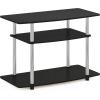 Furinno Turn-N-Tube No Tools 3-Tier Entertainment Center TV Stand for TV up to 32 Inch, Plastic Round Tubes, Espresso/black(Americano)
