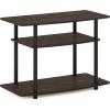 Furinno Turn-N-Tube No Tools 3-Tier Entertainment Center TV Stand for TV up to 32 Inch, Plastic Round Tubes, Espresso/black(Dark Brown/Black)