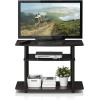 Furinno Turn-N-Tube No Tools 3-Tier Entertainment Center TV Stand for TV up to 32 Inch, Plastic Round Tubes, Espresso/black(Dark Walnut)
