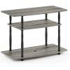 Furinno Turn-N-Tube No Tools 3-Tier Entertainment Center TV Stand for TV up to 32 Inch, Plastic Round Tubes, Espresso/black(French Oak Grey/Black)